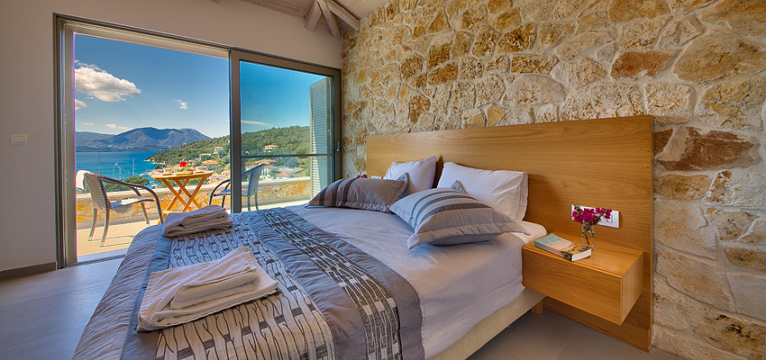View across bedroom to outside